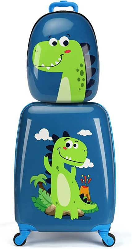 Photo 1 of emissary Kids Luggage With Wheels For Boys - 18” Dinosaur Kids Suitcase With 14” Backpack - Kids Carry On Luggage With Wheels - Kids Suitcases For Boys and Girls - Hard - Sided Rolling Kids Suitcase
