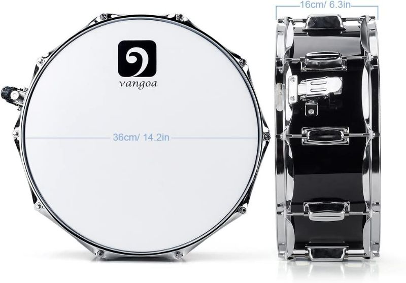Photo 1 of Vangoa Snare Drum Kit, Marching Snare Drum, 14" x 5.5" with 10mm Padding Carry Bag