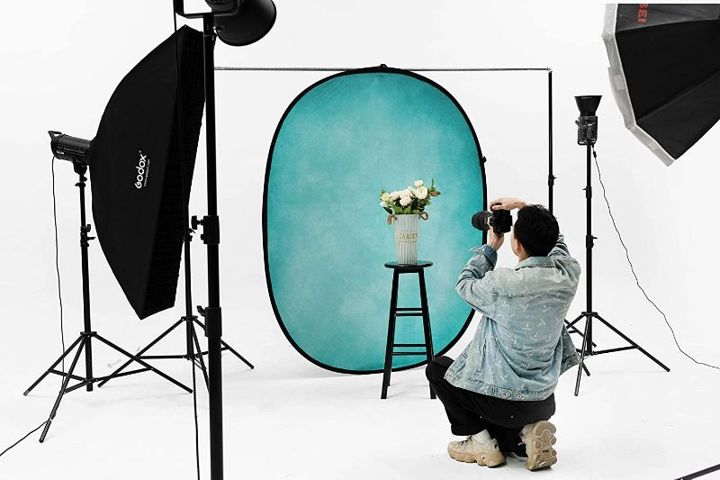 Photo 3 of Kate Collapsible Backdrop Pop Up Photo Backdrops Blue Folded Background for Headshot, for Portrait Photography, for Video, 5x6.5ft
