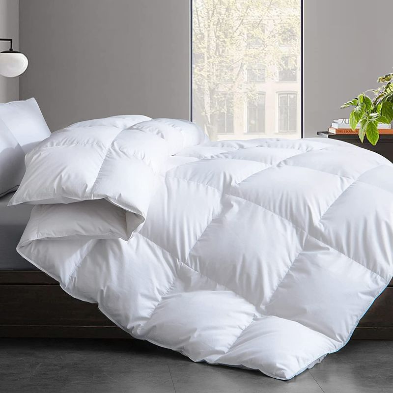Photo 1 of Cotton Quilted White Feather Comforter Filled with Feather & Down –Luxurious Hotel Bedding Comforter - All Season Down Duvet Insert – Queen Size (90 * 90Inch)
