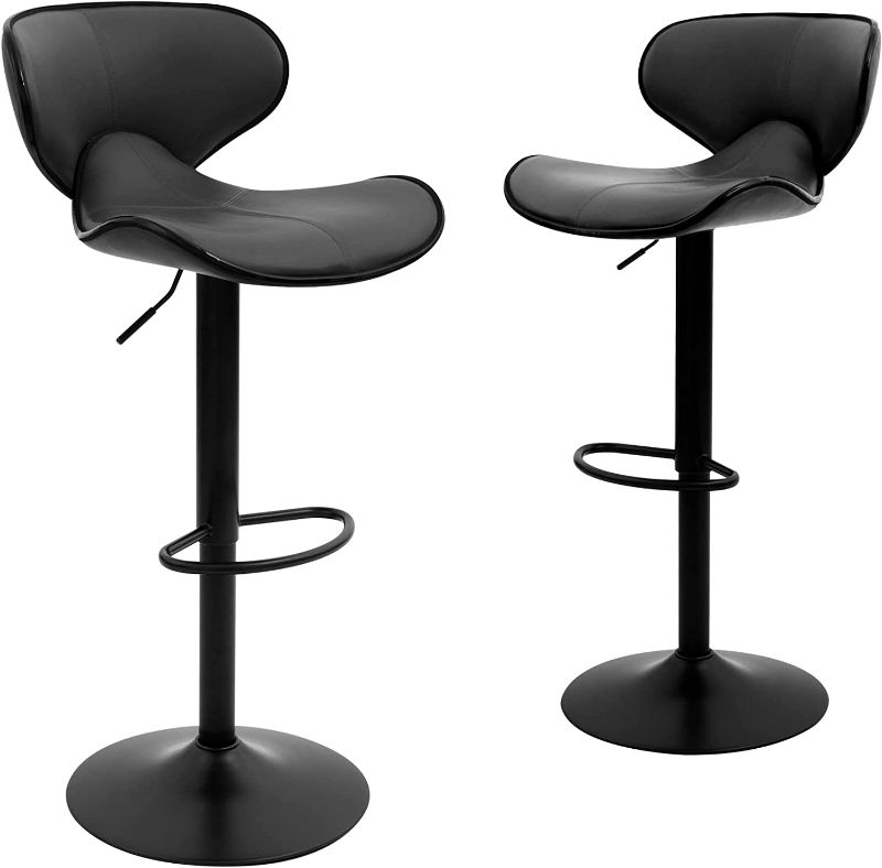 Photo 1 of CangLong Swivel Adjustable Barstool, Counter Height Chairs w/Backrest and Footrest for Bar, Kitchen, Dining, Living Room and Bistro Pubx, Set of 2, Dark Grey
