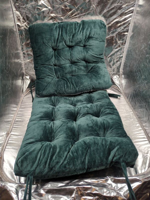 Photo 1 of Non-Slip Rocking Chair Cushion Set with Thick Padding and Tufted Design, Includes Seat Pad & Back Pillow with Ties for Living Room Rocker, 2 Piece, 16x16" & 22x16" - Dark Green
