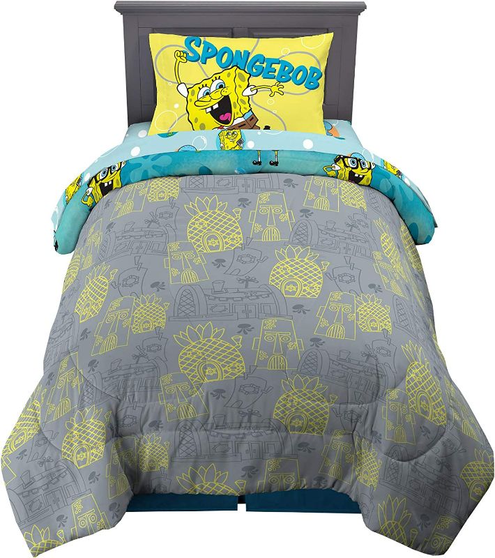 Photo 2 of Franco Kids Bedding Super Soft Comforter and Sheet Set, 4 Piece Twin Size, Spongebob
