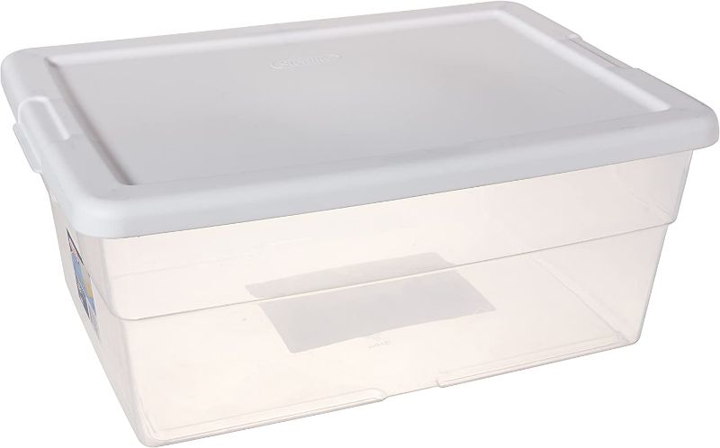 Photo 1 of Sterilite? 16 Quart Basic Clear Storage Box with White Lid

