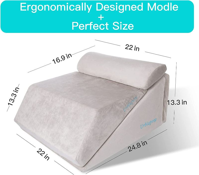 Photo 2 of URBLAPOW UP-? Wedge Pillow - Bed Wedge Pillow ?Back Support Wedge Pillow for Back and Legs Support ?Sleeping ? Hypoallergenic Support Pillow for Acid Reflux/Allergies/Indigestion Gray
