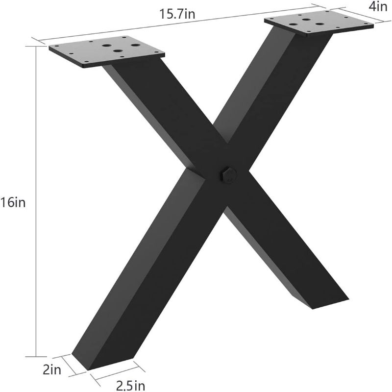 Photo 2 of Orgerphy 16" X-Shape Metal Bench Legs (2PCS)| 16" Height 15.7" Wide X-Frame Heavy Duty End Table Legs Bench Legs | Mid Century Modern Metal Legs for Coffee Table Furniture Bench Legs (16"H x 15.7"W)
