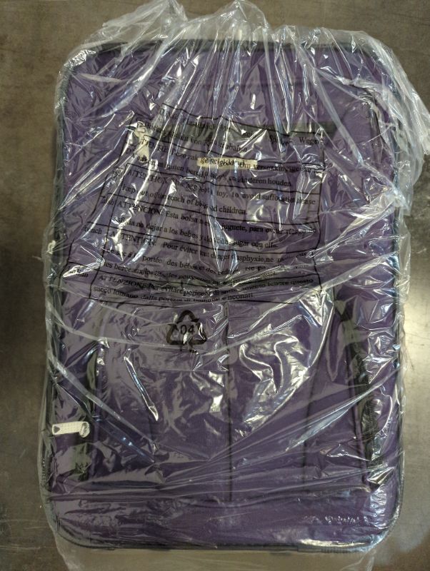 Photo 2 of Rockland Fashion Softside Upright Luggage Set, Purple, 2-Piece (14/19) 2-Piece Set (14/19) Purple Standard Packaging