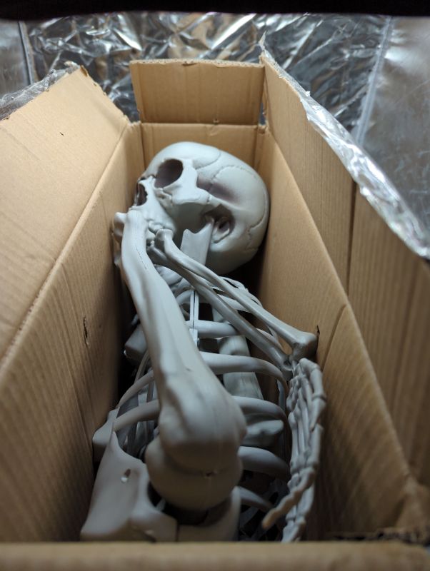 Photo 2 of 5.4 Ft Life Size Halloween Skeleton?Full Body Posable with Movable Joints Plastic Skeletons for Haunted House Halloween Party Decorations