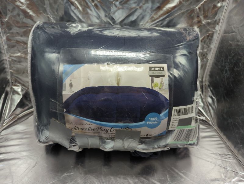 Photo 3 of Utopia Bedding All Season 250 GSM Comforter - Plush Siliconized Fiberfill Comforter King Size - Box Stitched (King/Cal King, Navy)
