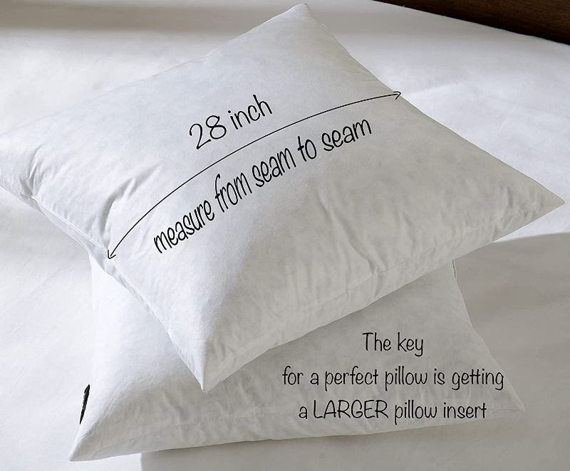 Photo 2 of 28x28 Euro Throw Pillow Insert-Down Feather Pillow Insert-Cotton Fabric-White-1 Piece
