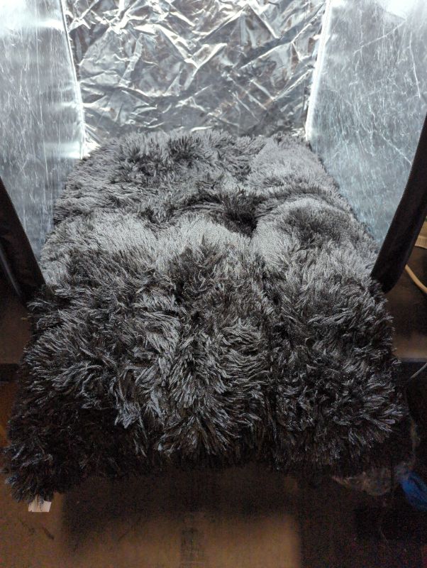 Photo 1 of Black Fuzzy 100% Polyester Dog Bed - Black - 24x36"