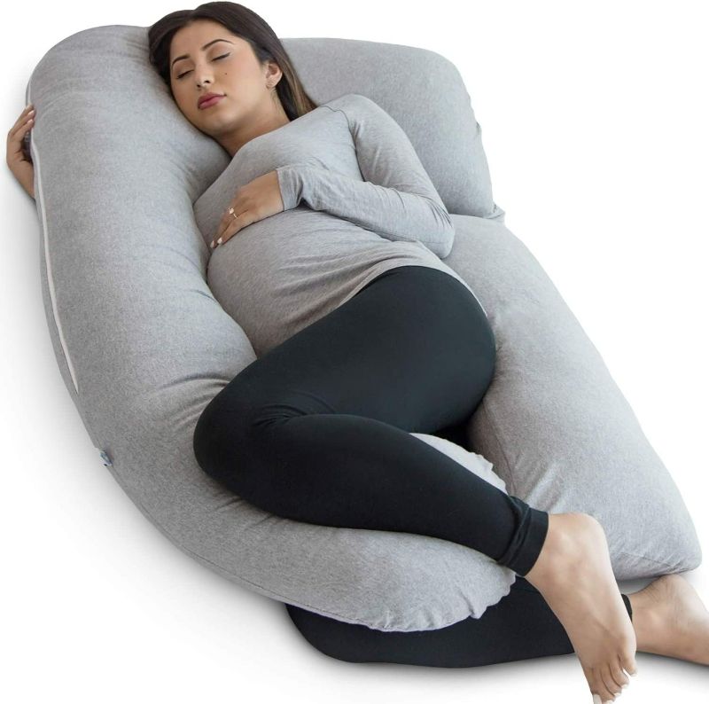 Photo 1 of Pregnancy Pillow, Grey U-Shape Full Body Pillow and Maternity Support - Support for Back, Hips, Legs, Belly for Pregnant Women
