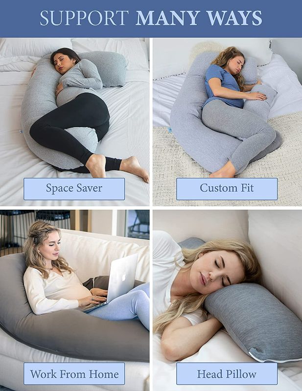 Photo 2 of Pregnancy Pillow, Grey U-Shape Full Body Pillow and Maternity Support - Support for Back, Hips, Legs, Belly for Pregnant Women
