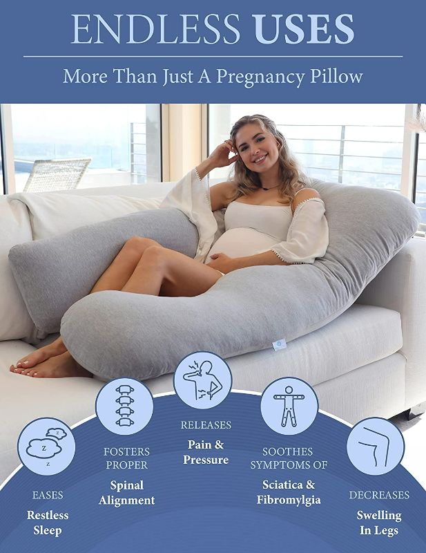 Photo 3 of Pregnancy Pillow, Grey U-Shape Full Body Pillow and Maternity Support - Support for Back, Hips, Legs, Belly for Pregnant Women
