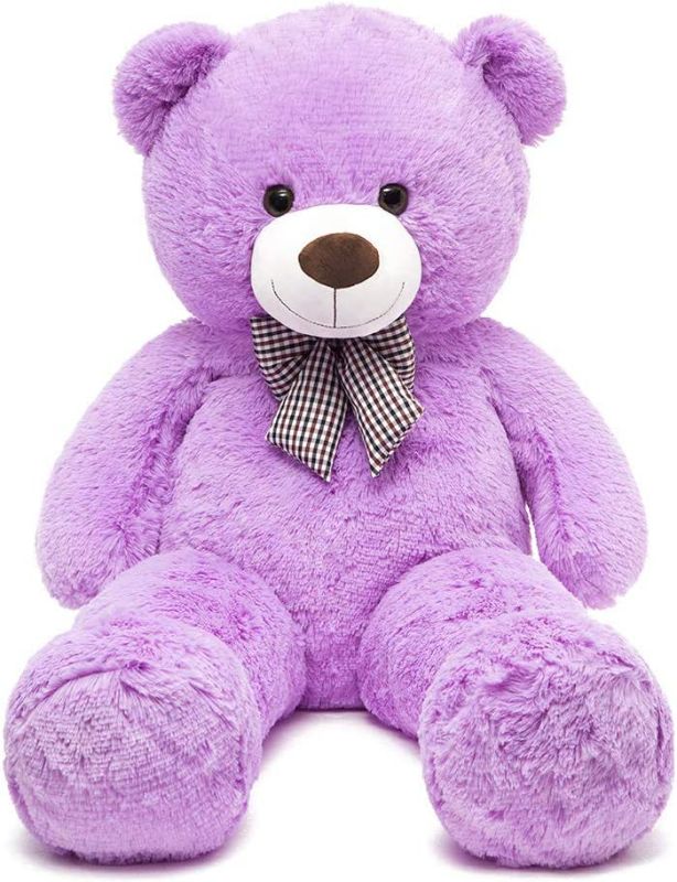 Photo 1 of MorisMos 39 inch Giant Teddy Bear Stuffed Animals, Big Bear Plush Toy for Girlfriend Kids Christmas Valentine's Day Birthday, Purple
