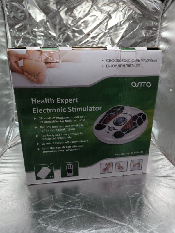 Photo 2 of OSITO Circulation Improver Electric Foot Massagers (FSA or HSA Eligible) Blood Promoter Foot Massager with Heat Foot Stimulator for Feet and Legs EMS TENS Foot Massager for Pain Relief Silver
