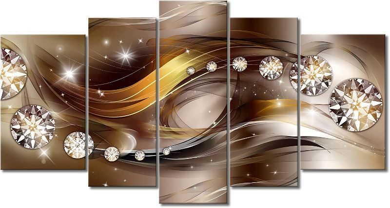 Photo 1 of YAYNICE Modern Abstract Wall Art 5 Piece Large Yellow and Brown Picture Canvas Print Wall Painting Artwork Wall Décor for Bedroom Living Room Bathroom Office
