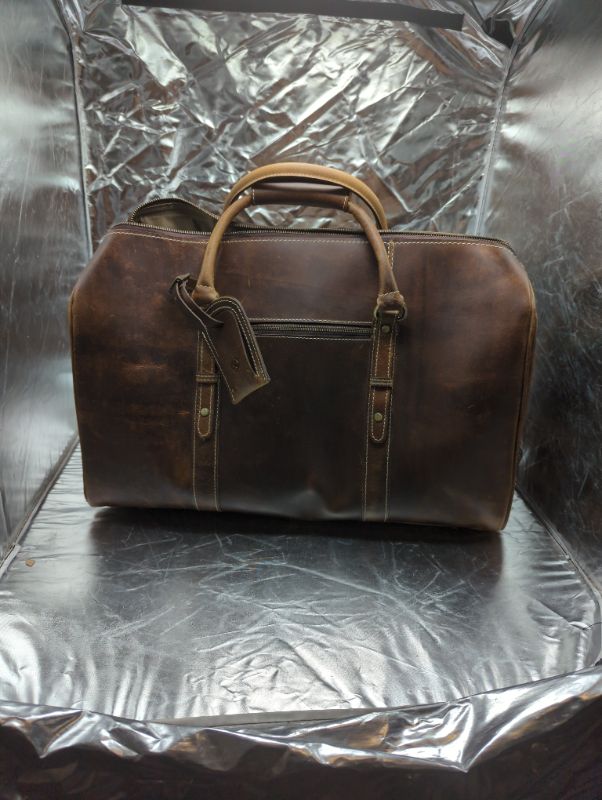 Photo 3 of Leather Travel Duffel Bag | Gym Sports Bag Airplane Luggage Carry-On Bag | Gift for Father's Day By Aaron Leather Goods
