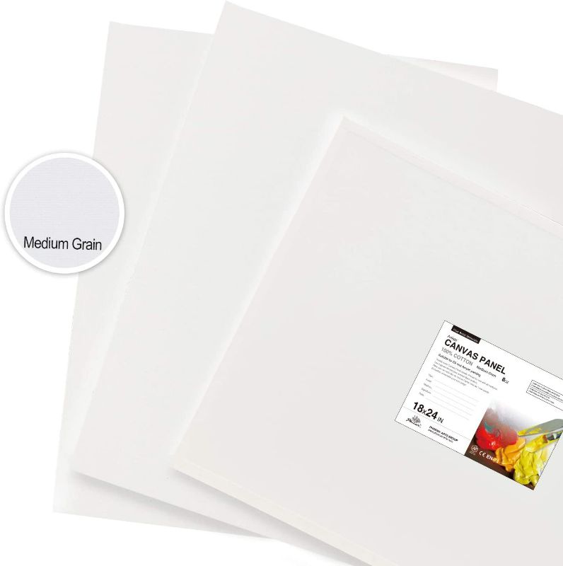 Photo 2 of PHOENIX Painting Canvas Panels 18x24 Inch, 6 Value Pack - 8 Oz Triple Primed 100% Cotton Acid Free Canvases for Painting, White Blank Flat Canvas Boards for Acrylic, Oil, Watercolor & Tempera Paints
