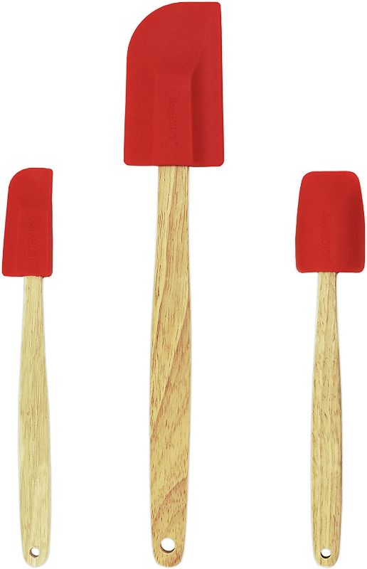 Photo 1 of BergHOFF Studio 3Pc Silicon Heat Spatulas, Wood Handle, Strong Wires, Safe Grip Handles