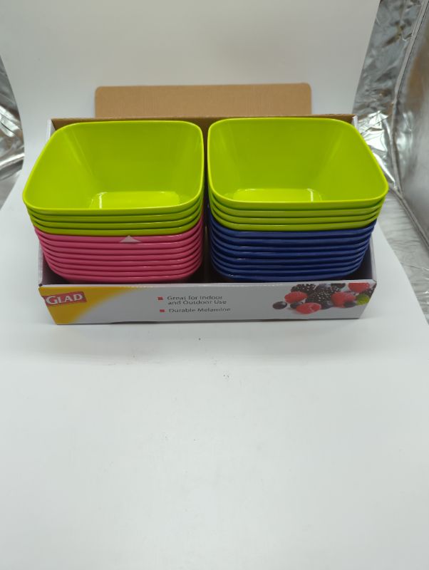 Photo 1 of GLAD - 24PCS - Square Bowls (6") - Assorted Colors