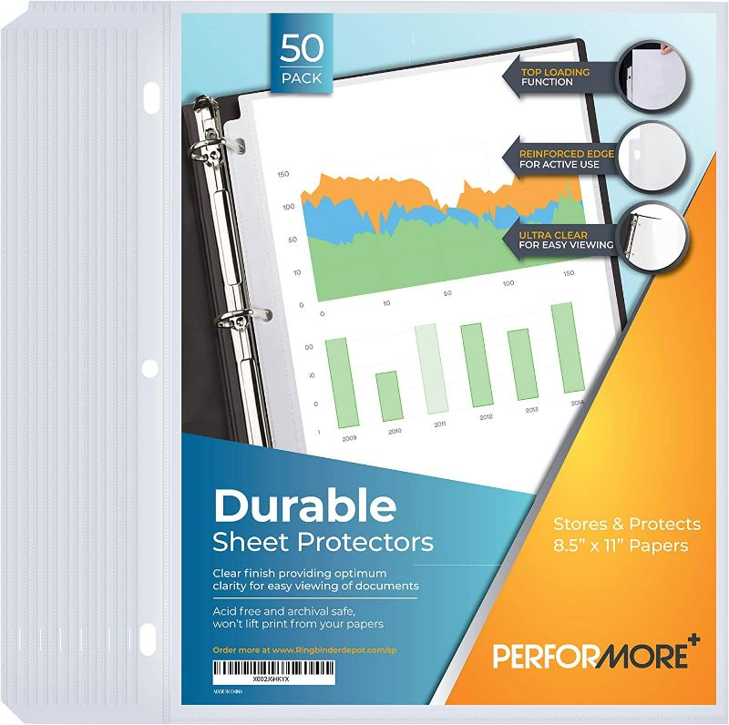 Photo 3 of Office Bundle - Pack of 50 Clear Sheet Protectors - Pack of Zebra Stationary Paper - Pack of Pilot Pens (Multicolor) - Pack of 3 Black Ink Pens