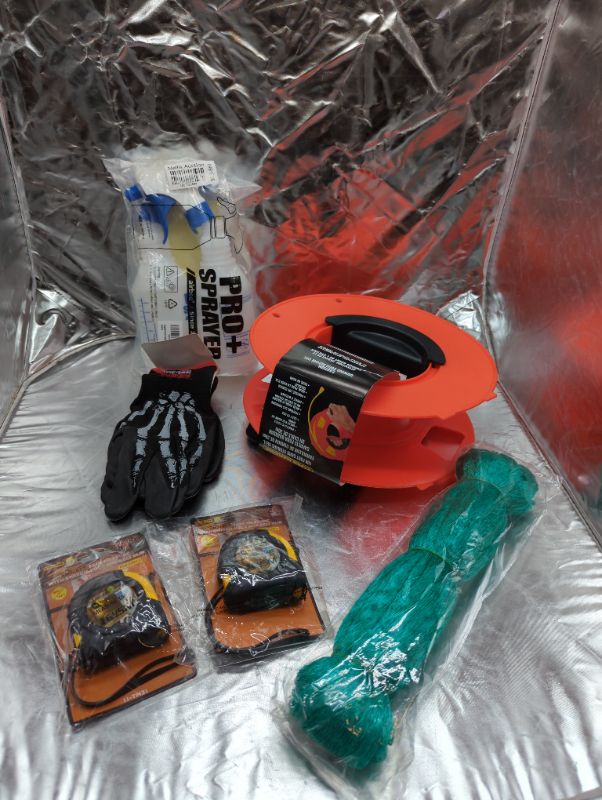 Photo 1 of Outdoor Bundle - Cord Wrapper, Spray Bottles, Work Gloves, 2 Measuring Tapes, Bird Netting/Fencing