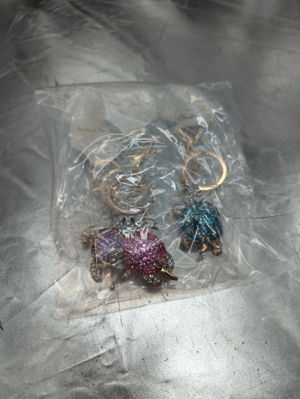 Photo 5 of 3 Pack - Pink/Purple/Blue - Sea Turtle Crystal/Rhinestone Keychains