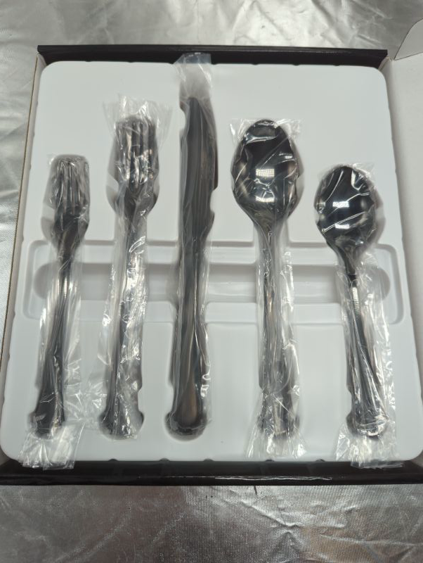 Photo 3 of Matte Black Silverware Set, 20-Piece Stainless Steel Flatware Set, Kitchen Utensil Set Service for 4, Tableware Cutlery Set for Home and Restaurant, Satin Finish, Dishwasher Safe
