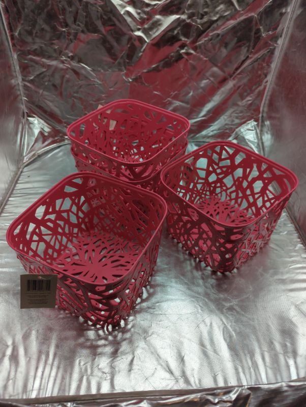Photo 3 of Branch Weave Storage Bin Set of 4 - Luminous Coral Small