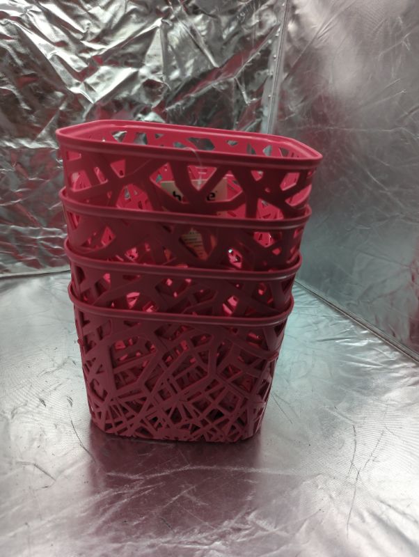 Photo 4 of Branch Weave Storage Bin Set of 4 - Luminous Coral Small
