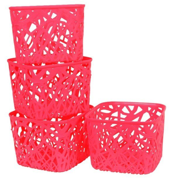 Photo 1 of Branch Weave Storage Bin Set of 4 - Luminous Coral Small