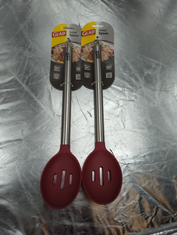 Photo 2 of 4 Pack - GLAD - Slotted Spoons - Grey/Red