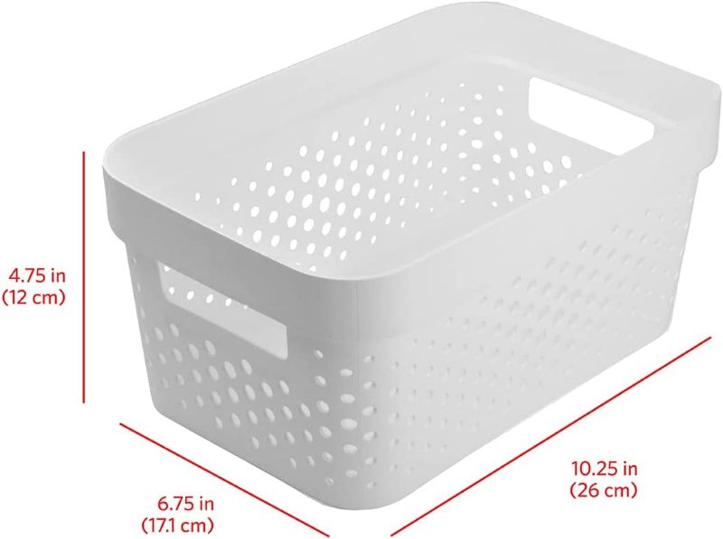Photo 2 of Glad Plastic Baskets for Organizing, Set of 12 | Pantry Storage for Under Counter, Linen Closet, and Bathroom | Nesting Shelf Bins with Handles, 1 Gallon, White
