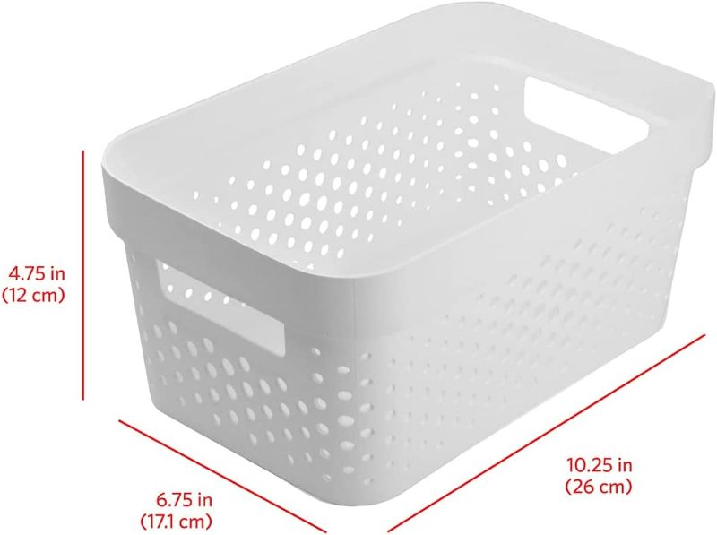 Photo 3 of Glad Plastic Baskets for Organizing, Set of 10 | Pantry Storage for Under Counter, Linen Closet, and Bathroom | Nesting Shelf Bins with Handles, 1 Gallon, White
