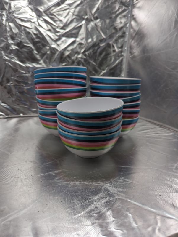 Photo 1 of GLAD - Plastic Circle Bowls 6" - 19 Pack - Colorful Stripped Design