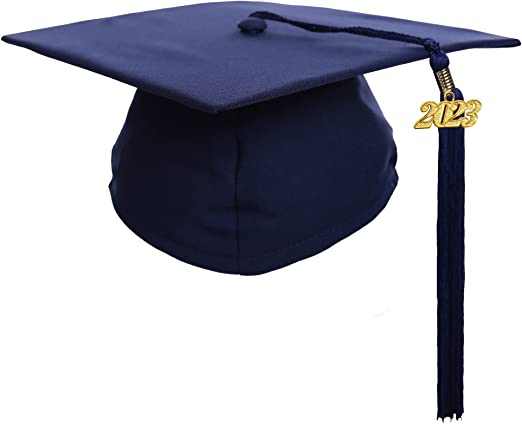 Photo 2 of Newrara Graduation Unisex Matte Adult Graduation Cap with Tassel - Navy Blue - 2 Pack
