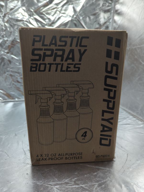 Photo 2 of 32 oz. All-Purpose Leak-Proof Plastic Spray Bottles with Adjustable No-Leak, Non-Clogging Nozzle (4-Pack)