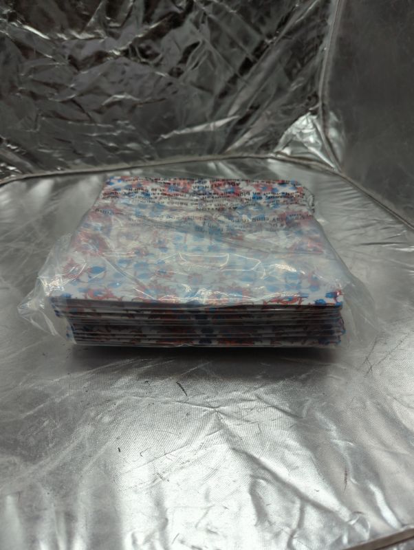 Photo 3 of 10x10 PLASTIC GLAD PLATES 12 COUNT - Red/Blue Floral Design