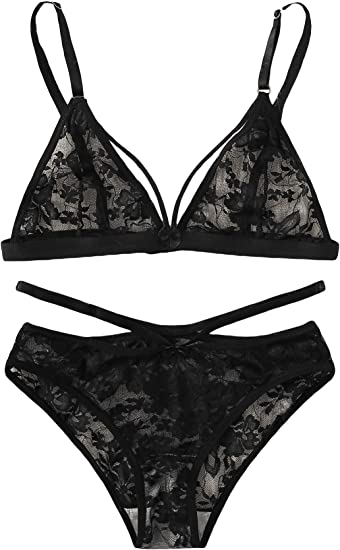 Photo 1 of SOLY HUX Lingerie for Women Floral Lace Bra and Panty Lingerie Set
, SIZE M