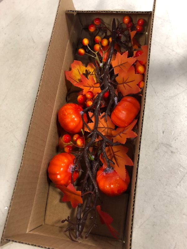 Photo 3 of 3P Thanksgiving Decorations Home Thanksgiving Table Flower Decor Fall Maple Leaves Branches with Pumpkins Decor & Acorn Berries Fall Picks for Fall Decoration Home Indoor Table Vase Decor(Orange Red)