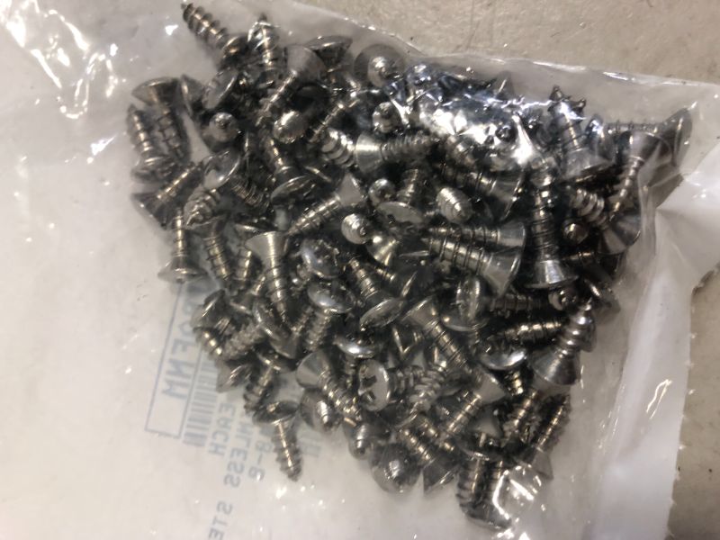 Photo 2 of 18-8 Stainless Steel Sheet Metal Screw, Plain Finish, 82 degrees Oval Head, Phillips Drive, Type A, #8-15 Thread Size, 1/2" Length (Pack of 100)
