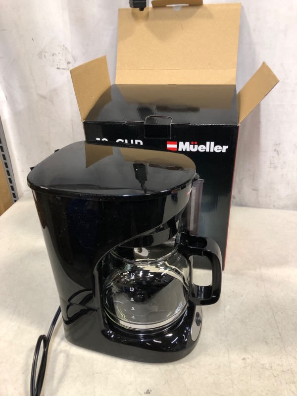 Photo 3 of Mueller 12-Cup Drip Coffee Maker with Permanent Filter and Borosilicate Glass Carafe, Auto Keep Warm Function, Clear Water Level Window Coffee Machine
