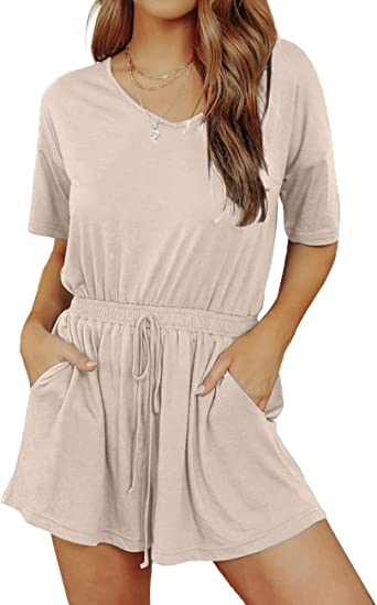 Photo 1 of Dyexces Rompers for Women Casual Loose Belted Short Jumpsuits One Piece Short Sleeve Jumpsuit Playsuit
SIZE LARGE 
