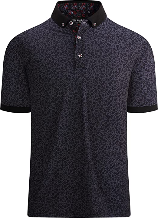 Photo 1 of Alex Vando Mens Polo Shirts Short Sleeve Regular Fit Short Sleeve Shirt,Print01 Navy,Large
