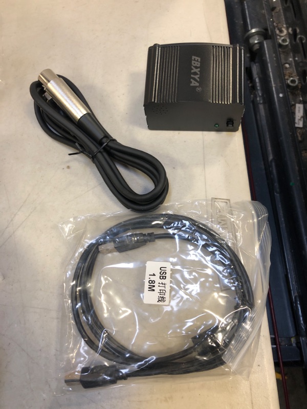 Photo 2 of 48V Phantom Power Supply - EBXYA 1-Channel Microphone Phantom Power Supplies with USB A-Male to B-Male Charging Cable, 3.5mm to XLR Female Cable for Any Condenser Microphone Music Recording Equipment
