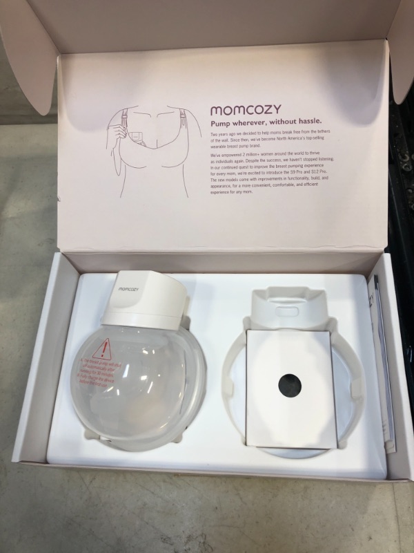 Photo 3 of Momcozy S12 Pro Hands-Free Breast Pump Wearable, Double Wireless Pump with Comfortable Double-Sealed Flange, 3 Modes & 9 Levels Electric Pump Portable, Smart Display, 24mm, (MISSING ONE PUMP)