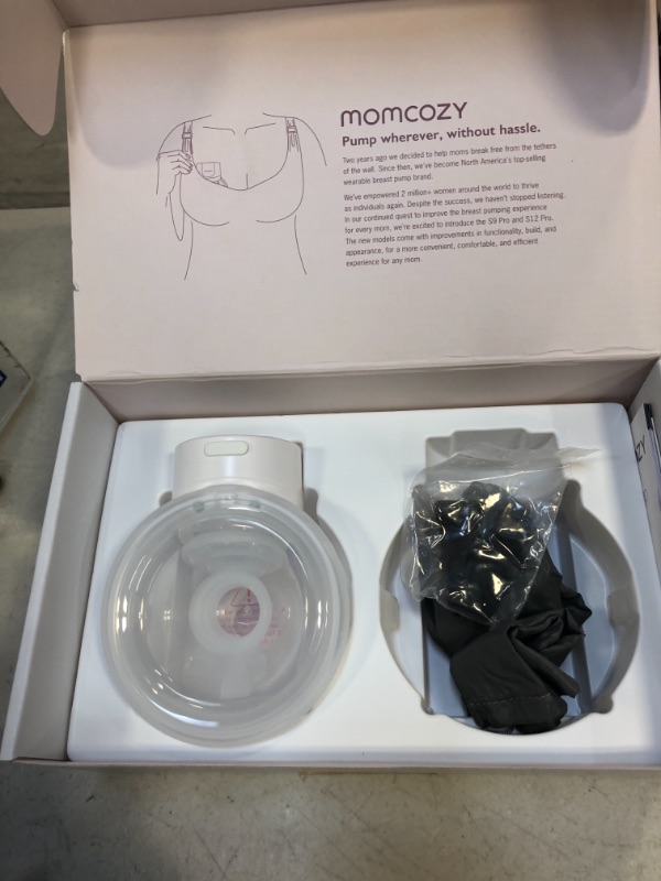 Photo 4 of Momcozy S12 Pro Hands-Free Breast Pump Wearable, Double Wireless Pump with Comfortable Double-Sealed Flange, 3 Modes & 9 Levels Electric Pump Portable, Smart Display, 24mm, (MISSING ONE PUMP)