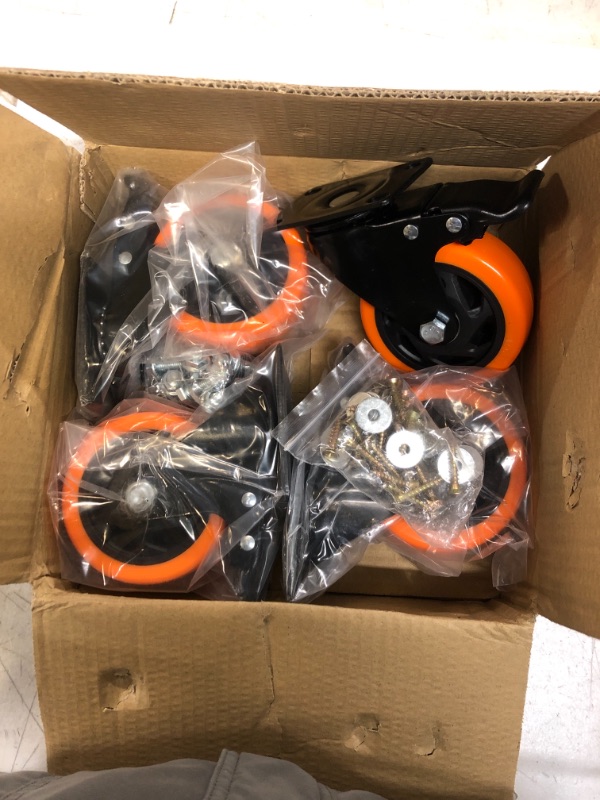 Photo 1 of 4 Inch Caster Wheels, Casters Set of 4, Heavy Duty Casters with Brake 2200 Lbs, Locking Industrial Swivel Top Plate Casters Wheels for Furniture and Workbench Cart(Two Hardware Kits Include)