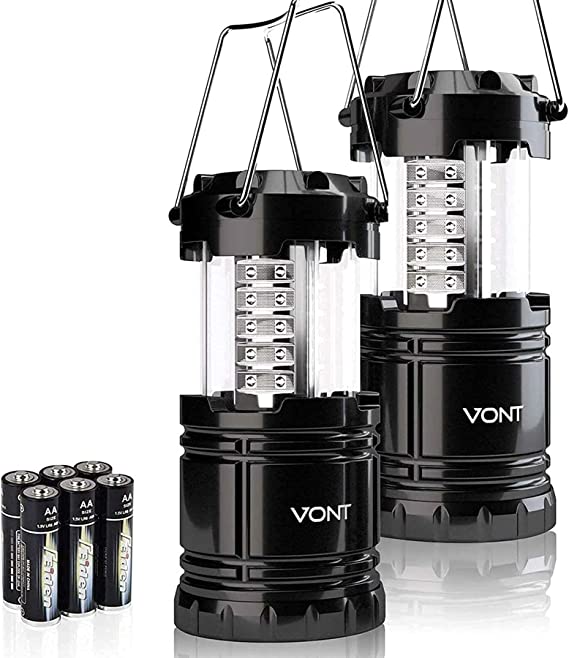 Photo 1 of Vont 2 Pack LED Camping Lantern, Super Bright Portable Survival Lanterns, Must Have During Hurricane, Emergency, Storms, Outages, Original Collapsible Camping Lights/Lamp (Batteries Included)